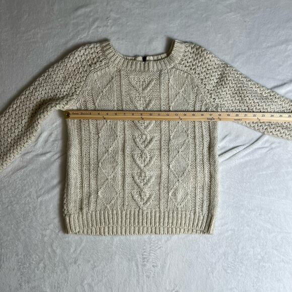 Cynthia Rowley Women’s Wool Cable Knit Sweater Sz M Cream Minimalist Understated - Picture 6 of 7